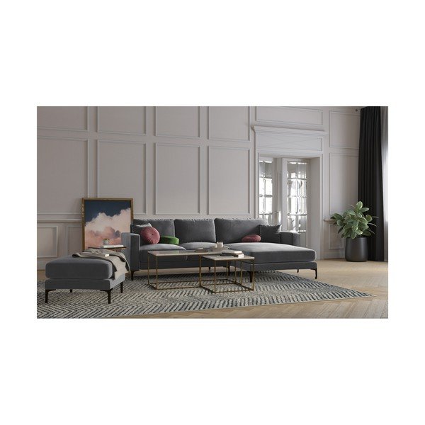 Šedá sametová podnožka Kooko Home Harmony-image-3