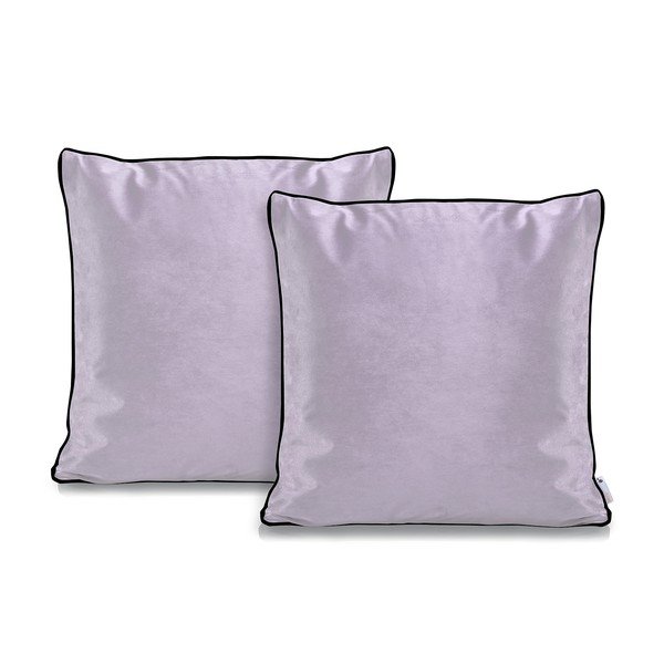 Sada 2 světle fialových povlaků na polštáře DecoKing Rimavelvet Lilac, 45 x 45 cm-image-1