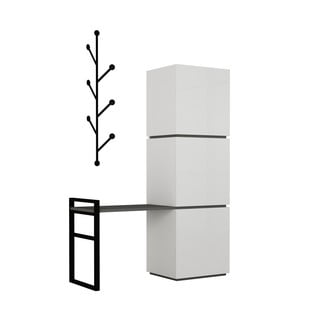 Set bílého botníku a nástěnného věšáku Mello White