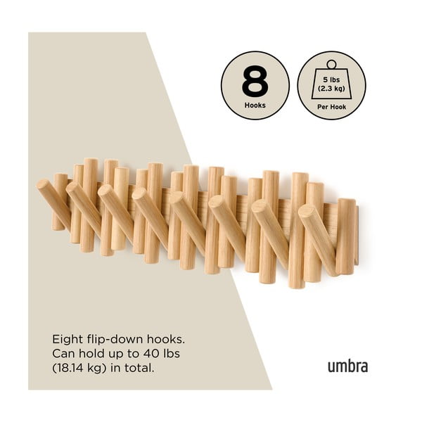 Nástěnný věšák z borovicového dřeva v přírodní barvě 61 cm Picket – Umbra-image-4