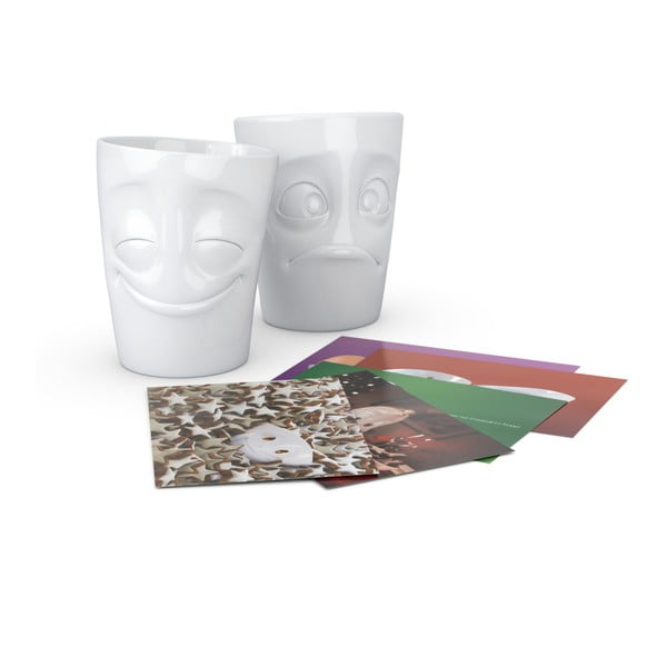 Sada 2 bílých hrnků z porcelánu 58products Cheery & Baffled-image-3