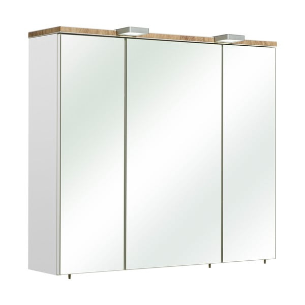 Bílá závěsná koupelnová skříňka se zrcadlem 80x70 cm Set 931 - Pelipal