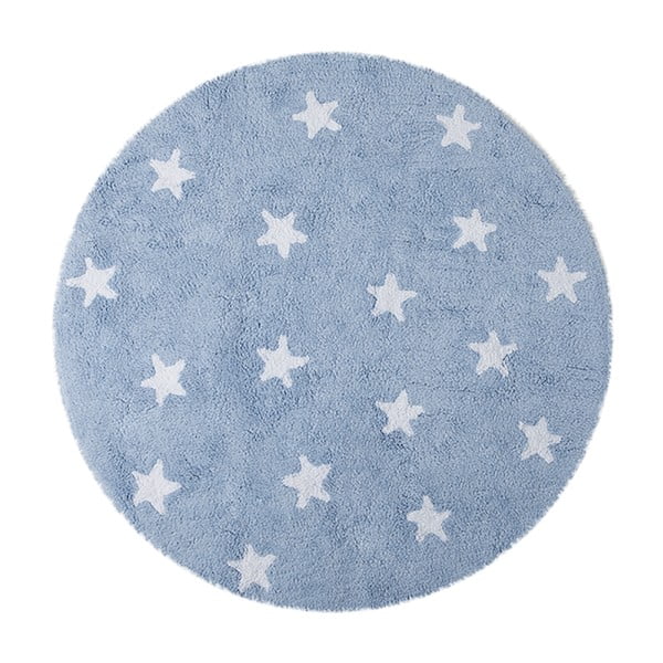 Modrý bavlněný ručně vyráběný koberec Lorena Canals Sky, průměr 140 cm