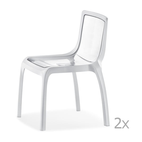 Sada 2 bílých jídelních židlí Pedrali Miss You