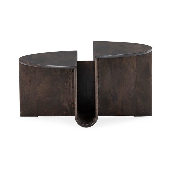 Tmavě hnědý kulatý konferenční stolek z mangového dřeva ø 80 cm Divya – MOME-image-2