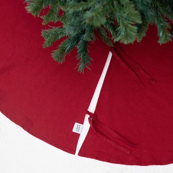 Červený kulatý koberec pod vánoční stromek ø 125 cm – Linen Tales-image-2