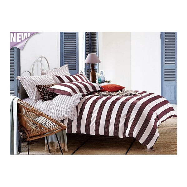 Červeno-bílé bavlněné povlečení na jednolůžko 135x200 cm Christian – AmeliaHome-image-1