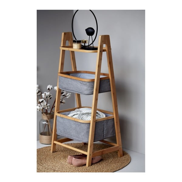 Šedo-hnědý bambusový koupelnový regál 44x91 cm Bahari – Wenko-image-2