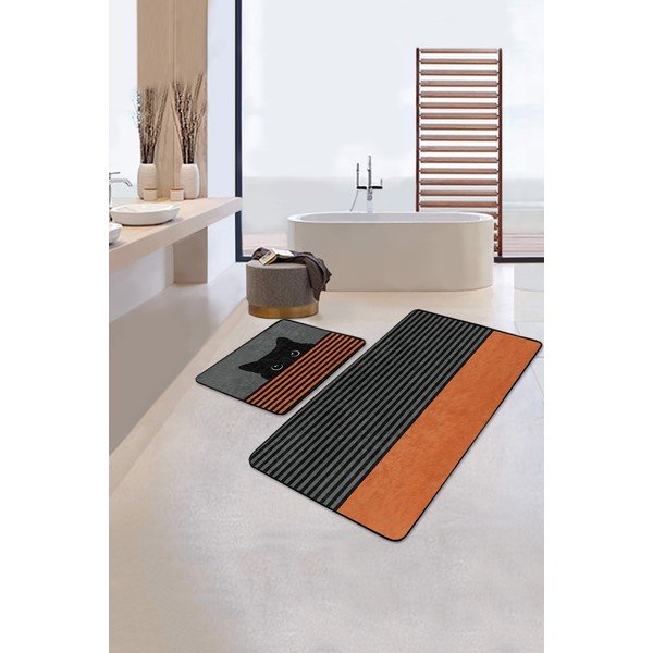 Černo-oranžové koupelnové předložky v sadě 2 ks 60x100 cm – Mila Home-image-1