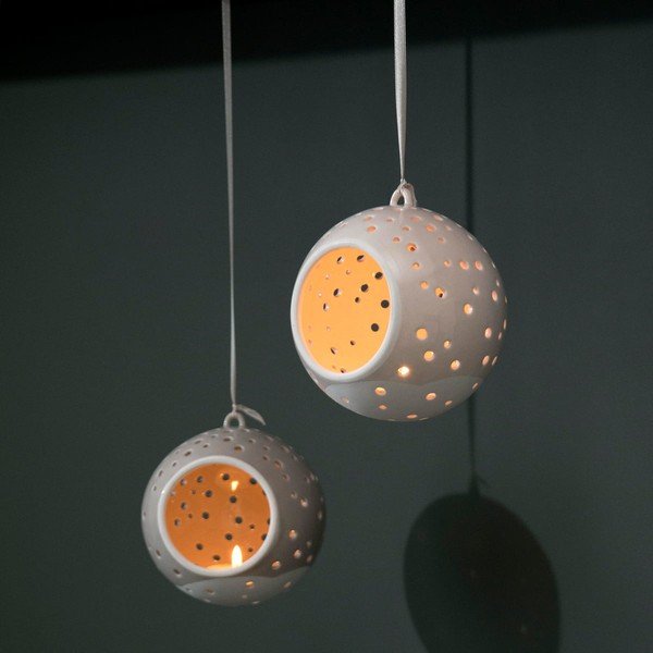 Bílý vánoční závěsný svícen z kostního porcelánu Kähler Design Nobili, ⌀ 12 cm-image-2