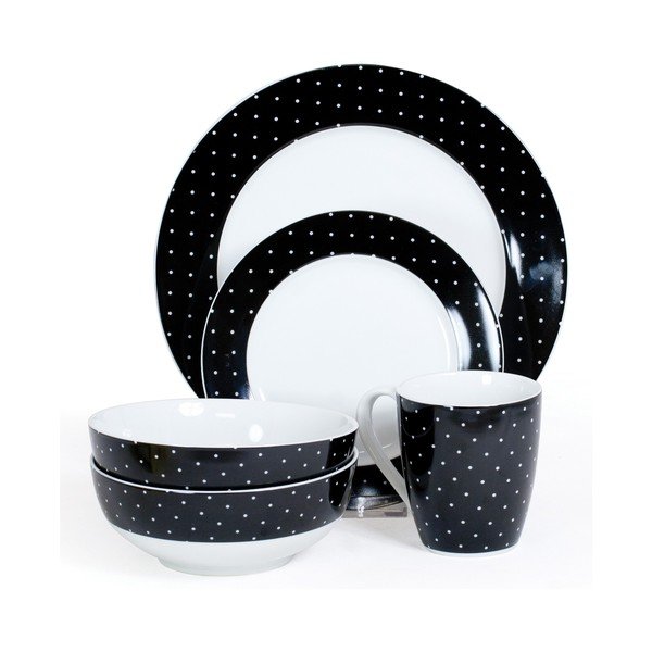 Porcelánový set Twinkle Black, 16 ks
