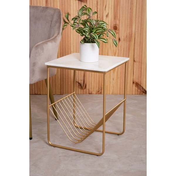 Odkládací stolek s mramorovou deskou  40x40 cm Mandoli – Premier Housewares-image-2