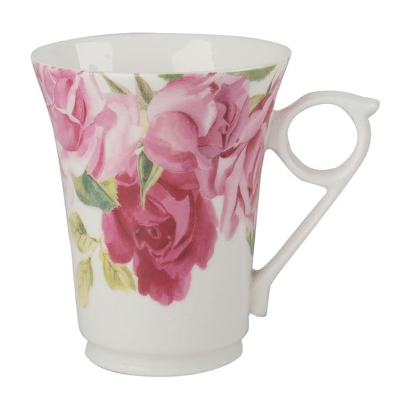 Růžovo-bílý keramický hrnek s květinovým motivem Creative Tops, 300 ml