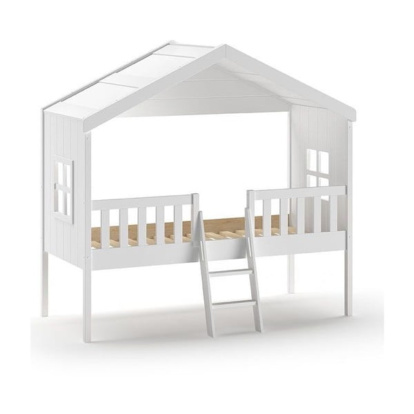 Bílá domečková vyvýšená dětská postel 90x200 cm Housebed – Vipack