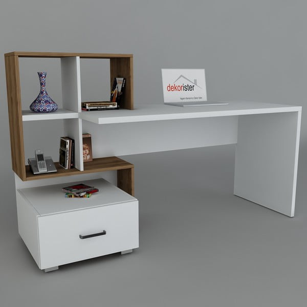 Pracovní stůl Bloom White/Walnut, 60x120x73,8 cm