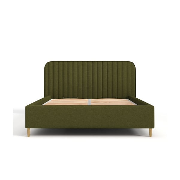 Zelená čalouněná jednolůžková postel s úložným prostorem s roštem 120x200 cm Noto – Maison de Rêve-image-2