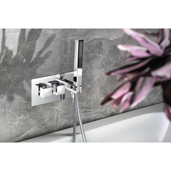 Podomítková sprchová baterie v leskle stříbrné barvě (2 výstupy) Latus – Sapho-image-2