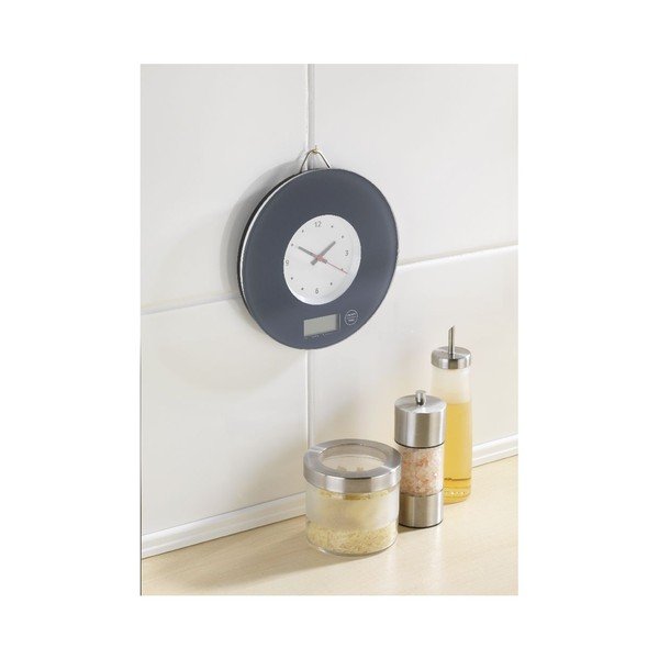 Šedá kuchyňská váha s hodinami Wenko Clock-image-1