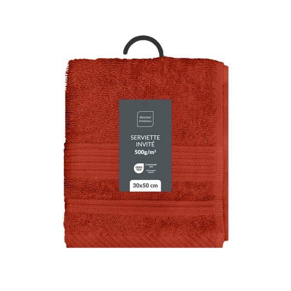 Froté bavlněný ručník v cihlové barvě 30x50 cm Tendresse – douceur d'intérieur-image-4