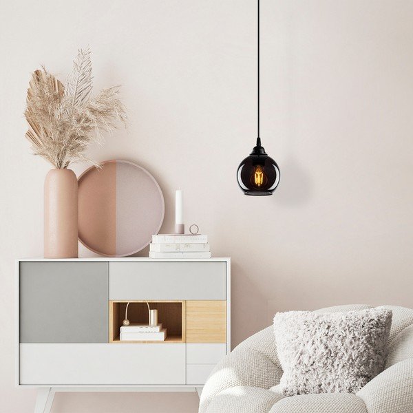 Černé závěsné svítidlo se skleněným stínidlem ø 15 cm Smoked – Opviq lights-image-1