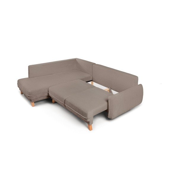 Taupe manšestrová rozkládací/s úložným prostorem rohová pohovka (pravý roh/do L) Tori – Bonami Selection-image-4