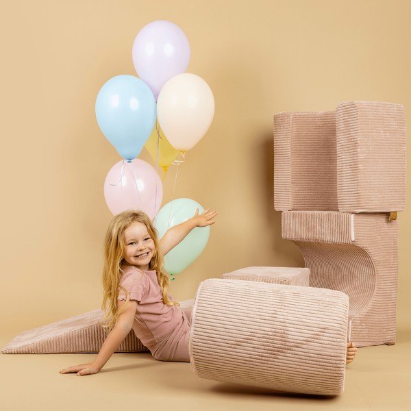 Růžové manšestrové pěnové hřiště 45x170x30 cm Montessori – Meowbaby-image-2