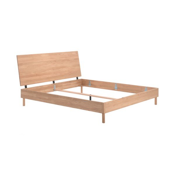 Dvoulůžková postel z dubového dřeva bez roštu 180x200 cm v přírodní barvě Forrest – Vipack-image-2