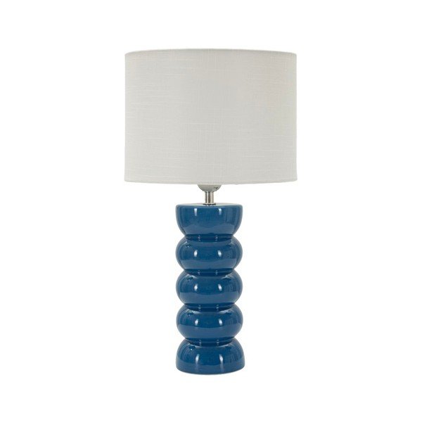 Bílá/modrá keramická stolní lampa s textilním stínidlem (výška 46 cm) Torr – Mauro Ferretti
