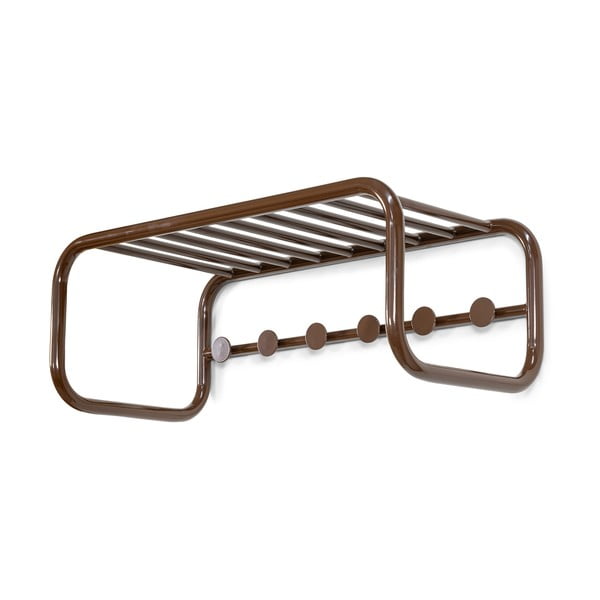 Tmavě hnědý kovový nástěnný věšák s poličkou 72 cm Retro – Spinder Design-image-2