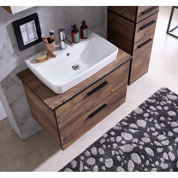 Hnědá závěsná skříňka v dekoru dubu bez umyvadla 71x51 cm Set 374 - Pelipal-image-1