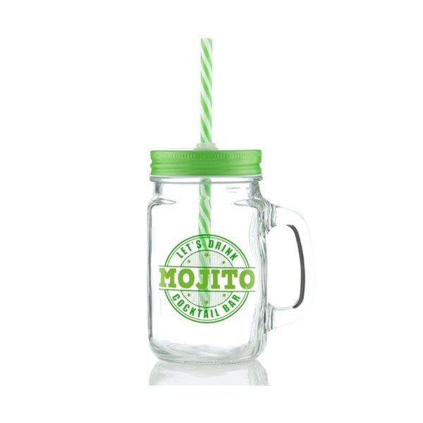 Sklenice s víčkem a brčkem InnovaGoods Mojito, 450 ml