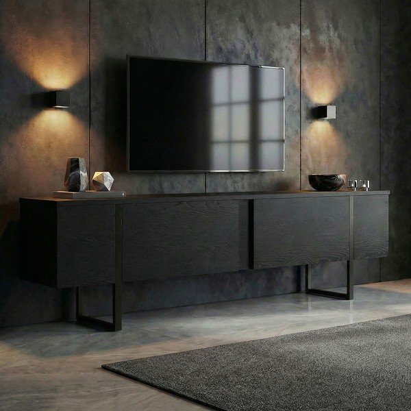 Černý TV stolek 180x50x30 cm Onera – Kalune Design-image-2