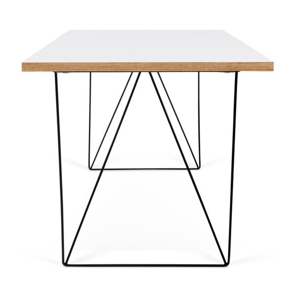 Bílý pracovní stůl s černými nohami TemaHome Flow, 140 x 75 cm-image-3