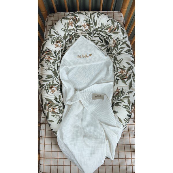 Bílá mušelínová dětská osuška s kapucí 85x85 cm Muslin – Malomi Kids-image-1