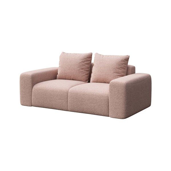 Světle růžová pohovka z textilie bouclé 212 cm Feiro – MESONICA-image-2