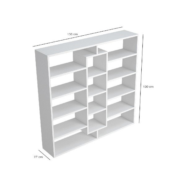 Bílá dřevěná knihovna Dalia, šířka 130 cm-image-2