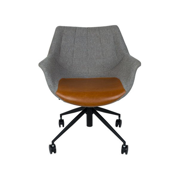 Šedá kancelářská židle s hnědým detailem Zuiver Doulton-image-2