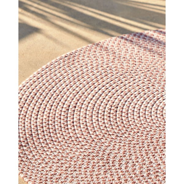 Růžový kulatý vnitřní a venkovní koberec z recyklovaných vláken ø 150 cm Rodhe – Kave Home-image-2