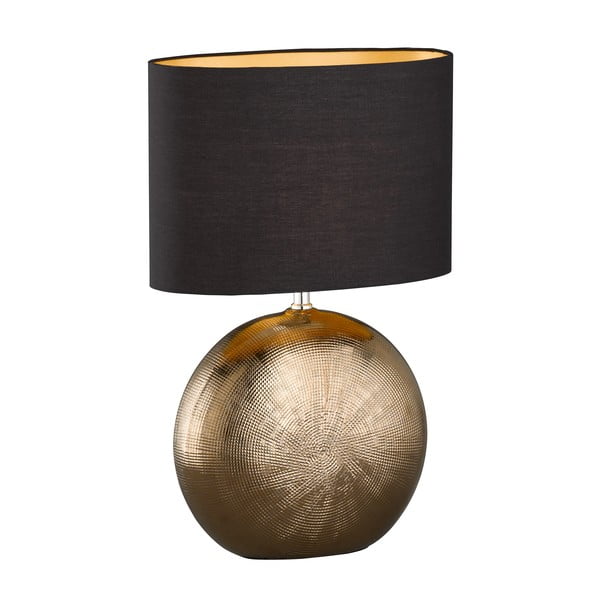 Keramická stolní lampa s textilním stínidlem v černo-bronzové barvě (výška 53 cm) Foro – Fischer & Honsel
