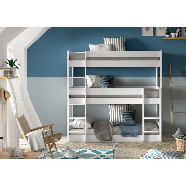 Bílá patrová dětská postel z borovicového dřeva 90x200 cm Scott – Vipack-image-2