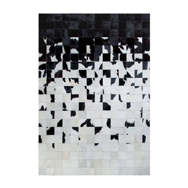 Černobílý běhoun z pravé kůže Pipsa Degradada, 200 x 70 cm