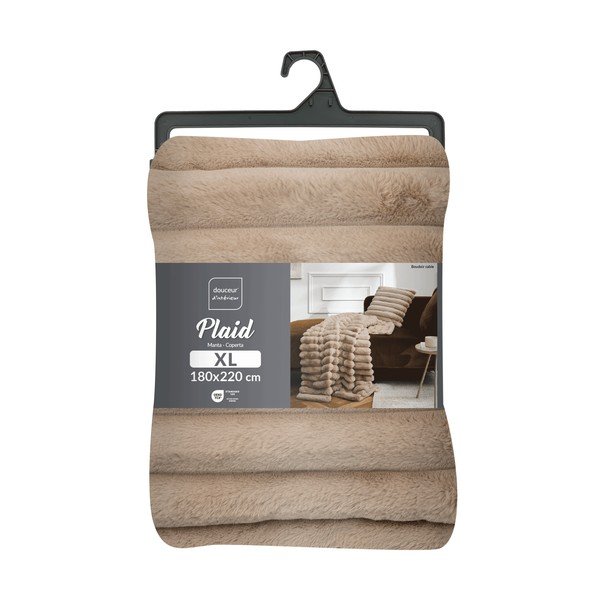 Světle hnědá deka z mikroplyše 180x220 cm Boudoir – douceur d'intérieur-image-4