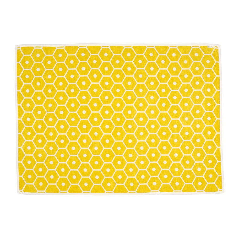 Žlutá deka s příměsí vlny 140x180 cm Honey Lemon – Pappelina