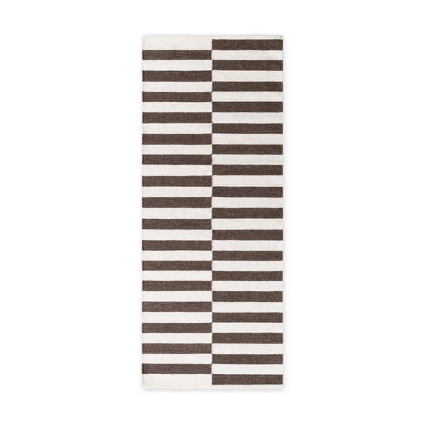 Bílý/hnědý oboustranný/ručně tkaný vlněný běhoun 80x200 cm Vika – Hanse Home