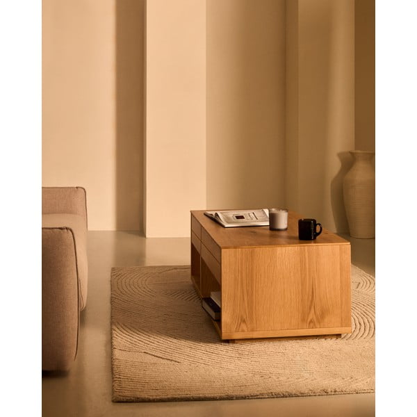 Konferenční stolek v dekoru dubu v přírodní barvě 60x140 cm Alguema – Kave Home-image-1