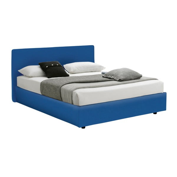Modrá dvoulůžková postel s úložným prostorem a matrací 13Casa Ninfea, 160 x 200 cm