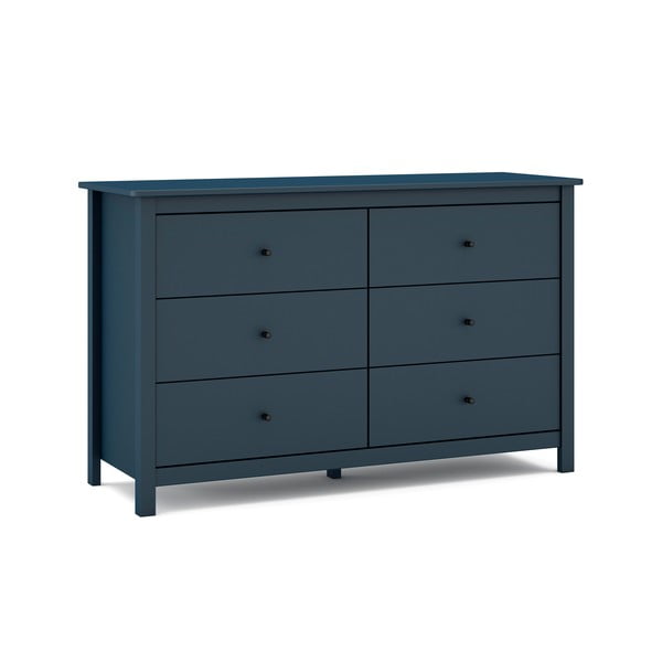 Tmavě modrá nízká komoda z borovicového dřeva 130x80 cm Misti – Marckeric-image-3