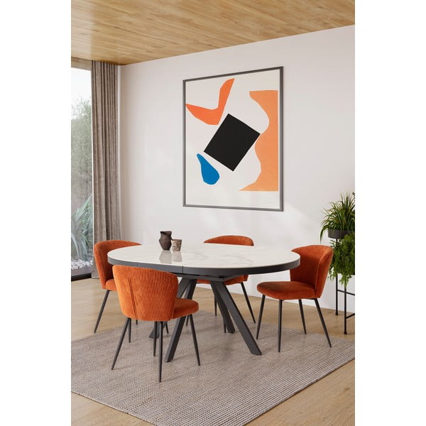 Kulatý rozkládací jídelní stůl s přídavnou deskou s keramickou deskou ø 120 cm Bela – Marckeric-image-2