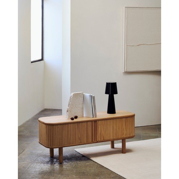 TV stolek v dekoru jasanu v přírodní barvě 120x50x40 cm Mailen – Kave Home-image-1