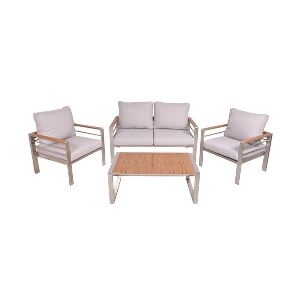 Šedý kovový zahradní lounge set pro 4 Florence – Garden Pleasure